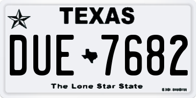 TX license plate DUE7682