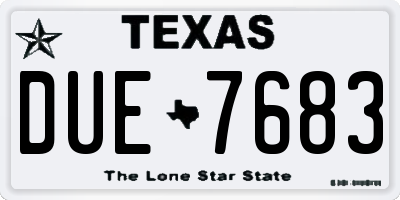 TX license plate DUE7683