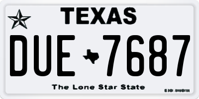 TX license plate DUE7687