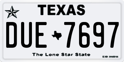 TX license plate DUE7697