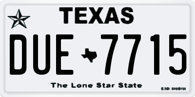 TX license plate DUE7715