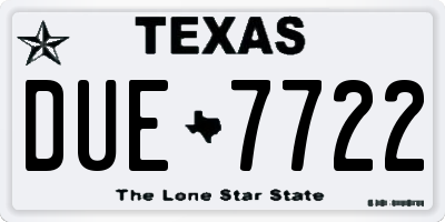 TX license plate DUE7722