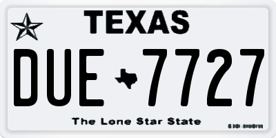 TX license plate DUE7727