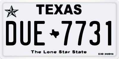 TX license plate DUE7731