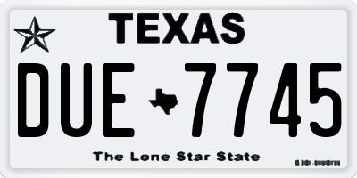 TX license plate DUE7745