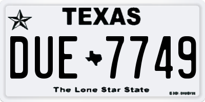 TX license plate DUE7749