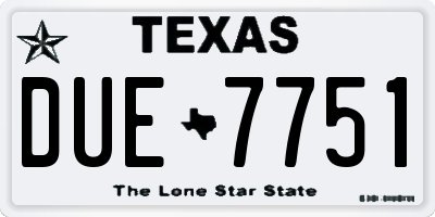 TX license plate DUE7751