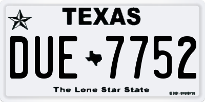 TX license plate DUE7752