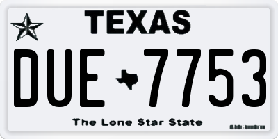 TX license plate DUE7753