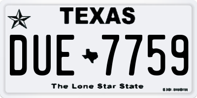 TX license plate DUE7759