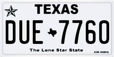 TX license plate DUE7760
