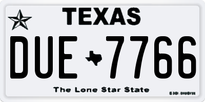 TX license plate DUE7766