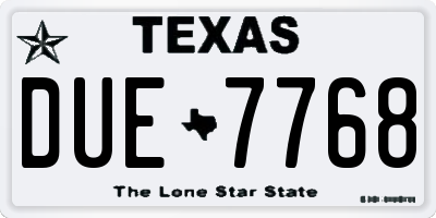 TX license plate DUE7768