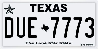 TX license plate DUE7773