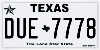 TX license plate DUE7778