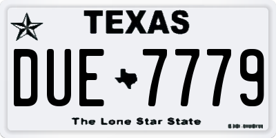 TX license plate DUE7779