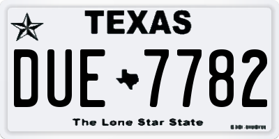 TX license plate DUE7782