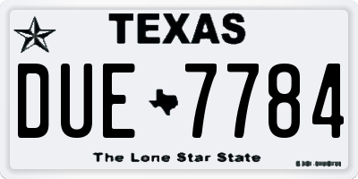 TX license plate DUE7784