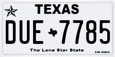 TX license plate DUE7785