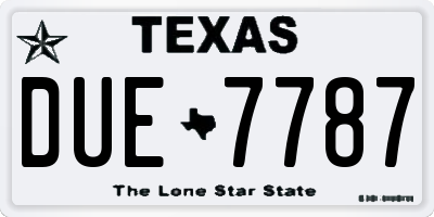 TX license plate DUE7787