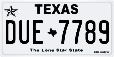 TX license plate DUE7789