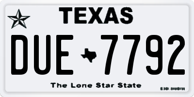 TX license plate DUE7792