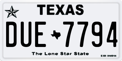 TX license plate DUE7794