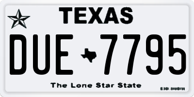 TX license plate DUE7795
