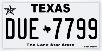 TX license plate DUE7799