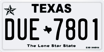 TX license plate DUE7801