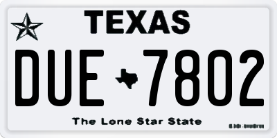 TX license plate DUE7802