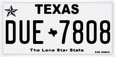 TX license plate DUE7808