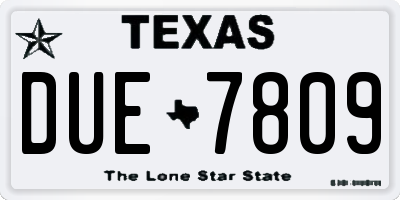TX license plate DUE7809