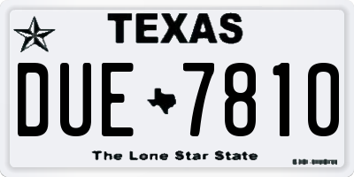 TX license plate DUE7810