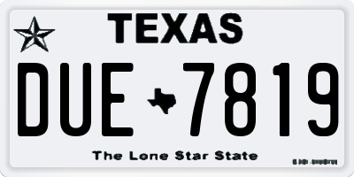 TX license plate DUE7819