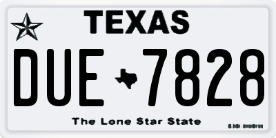 TX license plate DUE7828