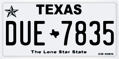 TX license plate DUE7835