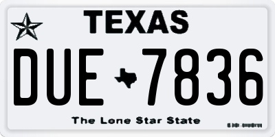 TX license plate DUE7836