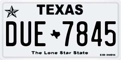 TX license plate DUE7845