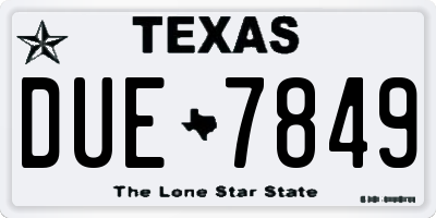 TX license plate DUE7849
