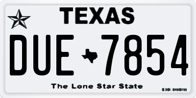 TX license plate DUE7854