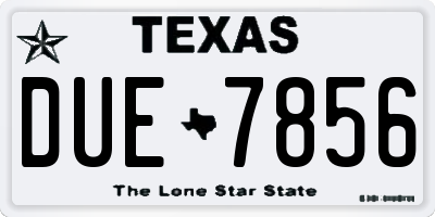 TX license plate DUE7856