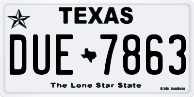 TX license plate DUE7863