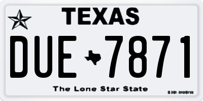 TX license plate DUE7871