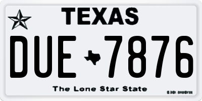 TX license plate DUE7876