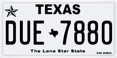 TX license plate DUE7880