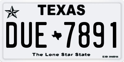 TX license plate DUE7891
