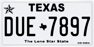 TX license plate DUE7897