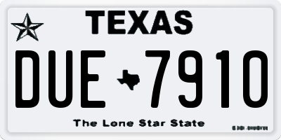 TX license plate DUE7910