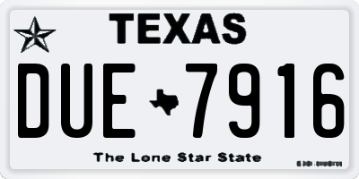 TX license plate DUE7916